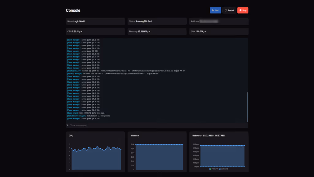 Screenshot des Logic-World-Dedicated-Servers