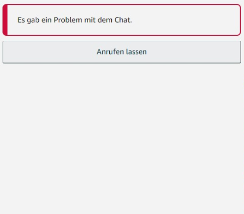 Die Kontaktaufnahme zu Amazon per Chat war nicht möglich