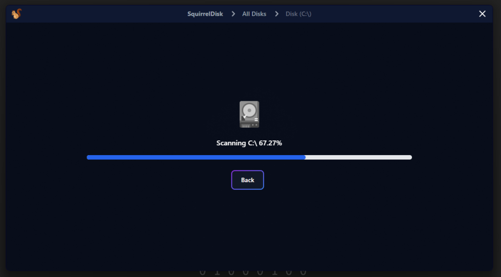 SquirrelDisk - Scannen des Laufwerks